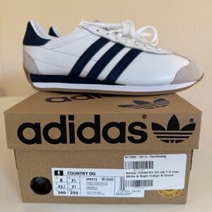 NIB Adidas Originals Country OG Sneakers White/Night Indigo/Gum Mens US 8/UK 7.5